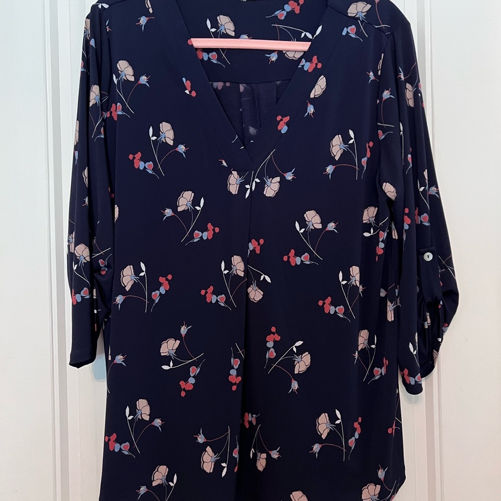 Stitch Fix Beacon Navy Blue 3/4 Sleeve Blouse
